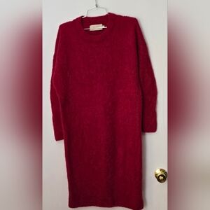 ALPAKA Elegant Long Sleeve Red Knit Dress